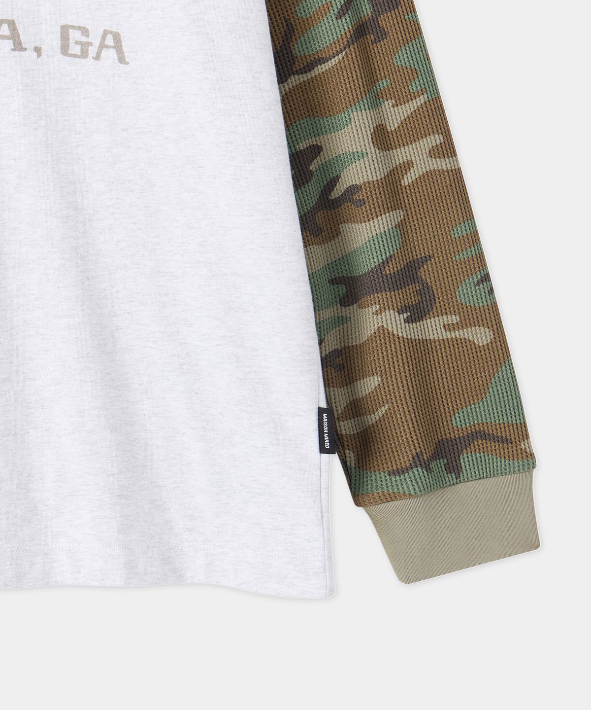 메종미네드(MAISON MINED) WAFFLE LAYERED LONG SLEEVE MELANGE WHITE