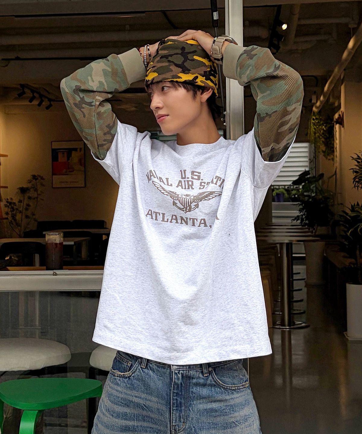 메종미네드(MAISON MINED) WAFFLE LAYERED LONG SLEEVE MELANGE WHITE