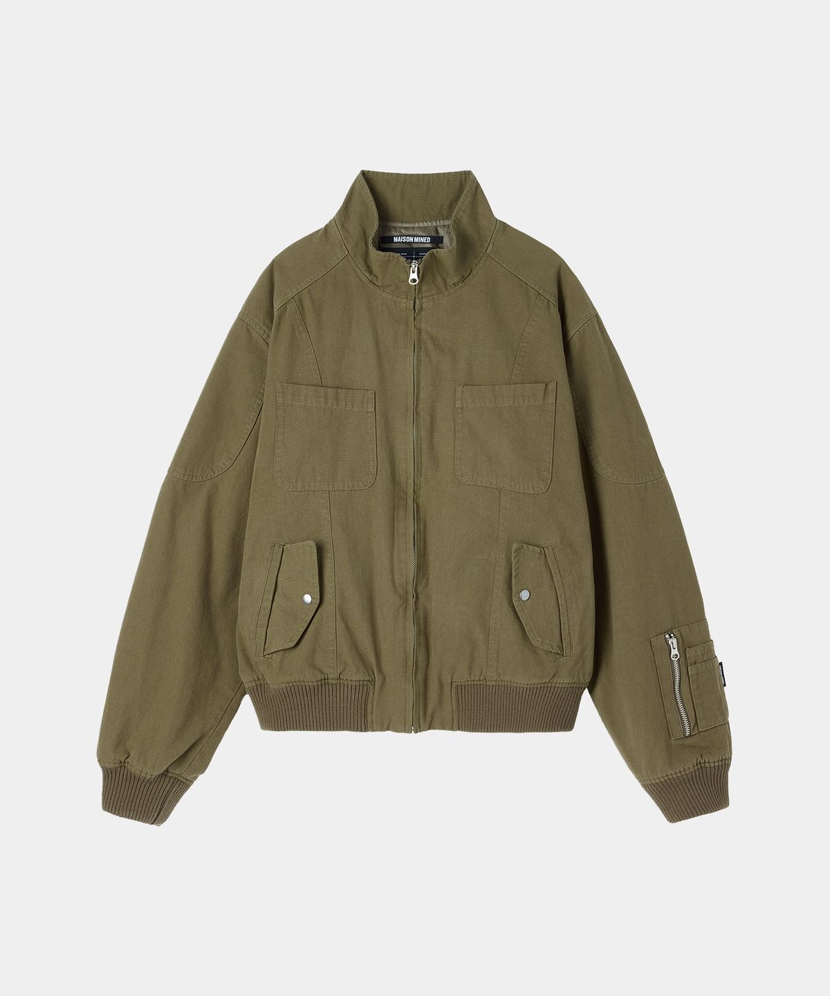 메종미네드(MAISON MINED) HIGH NECK COTTON JUMPER KHAKI