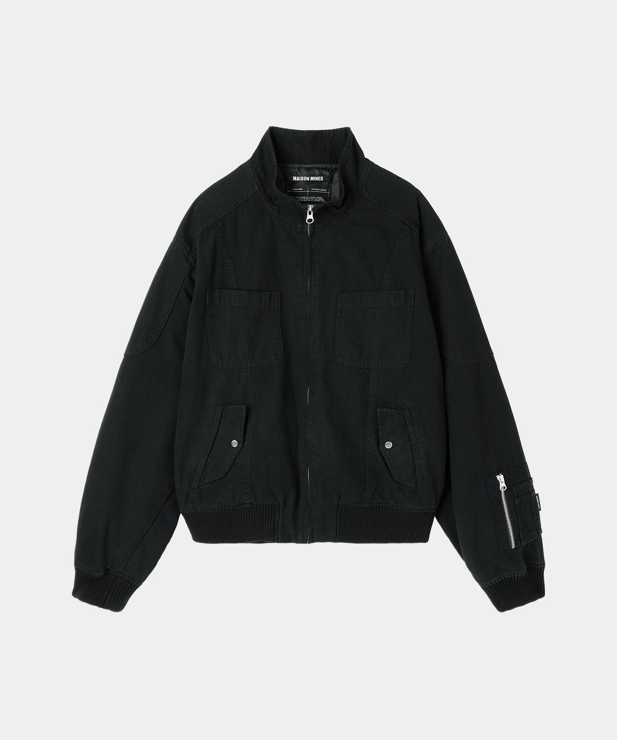 메종미네드(MAISON MINED) HIGH NECK COTTON JUMPER BLACK