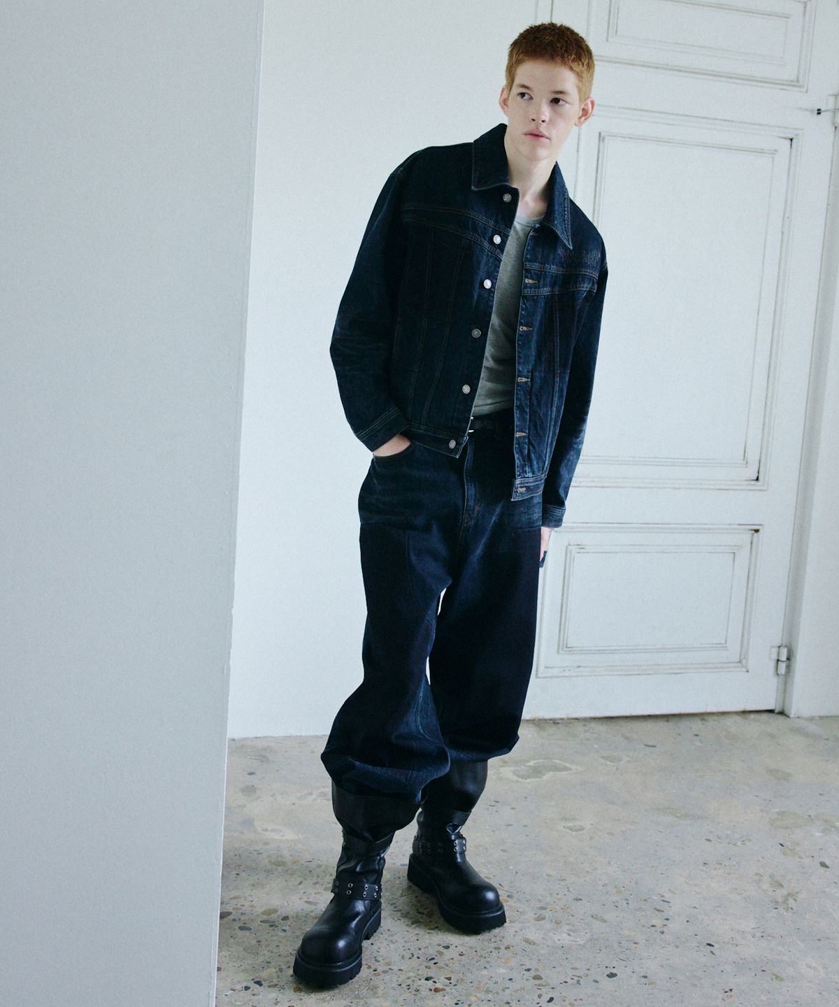 메종미네드(MAISON MINED) FADE TRACE DENIM JACKET INDIGO
