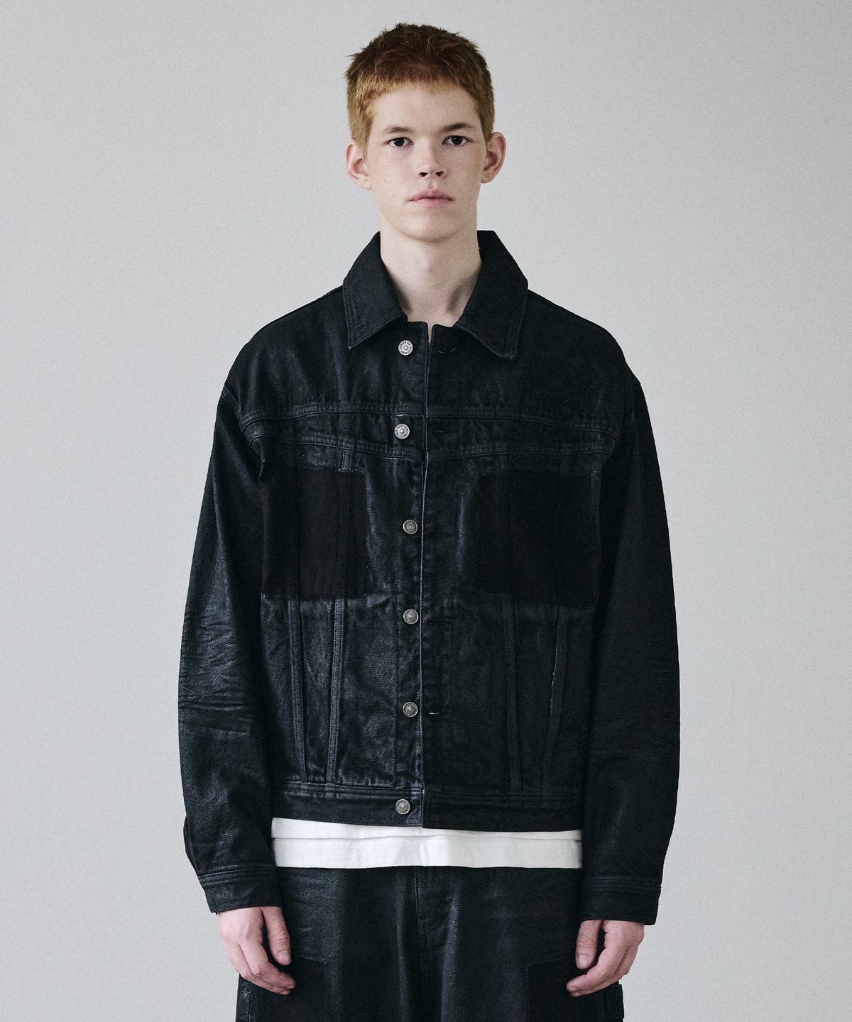메종미네드(MAISON MINED) FADE TRACE DENIM JACKET BLACK