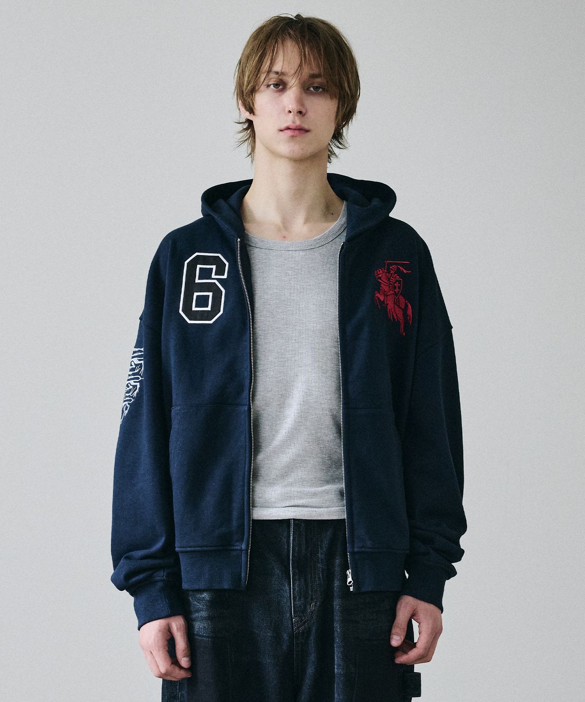 메종미네드(MAISON MINED) KNIGHT HOOD ZIP-UP NAVY