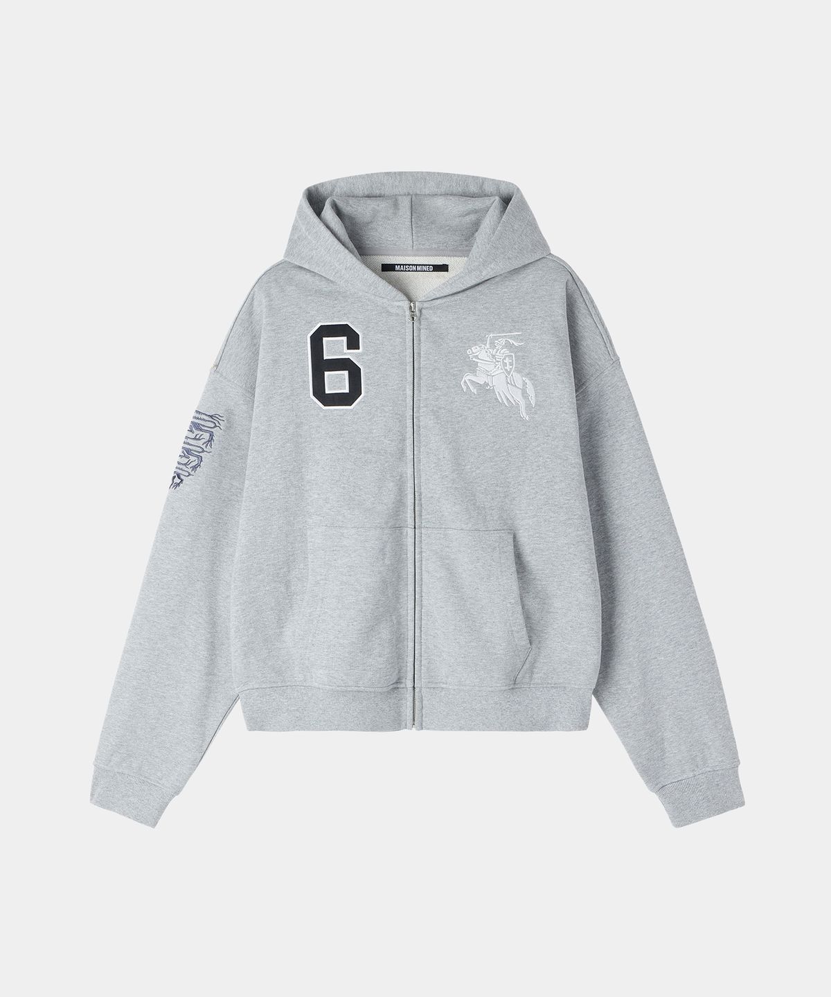 메종미네드(MAISON MINED) KNIGHT HOOD ZIP-UP MELANGE GRAY