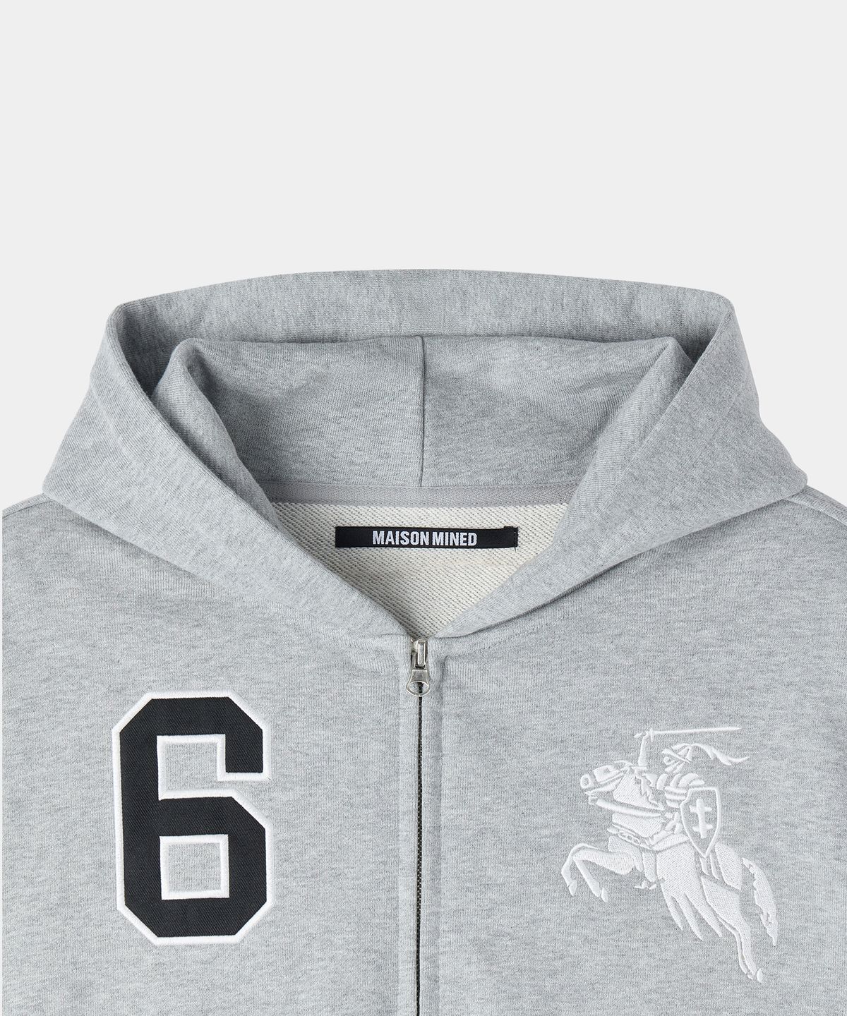메종미네드(MAISON MINED) KNIGHT HOOD ZIP-UP MELANGE GRAY