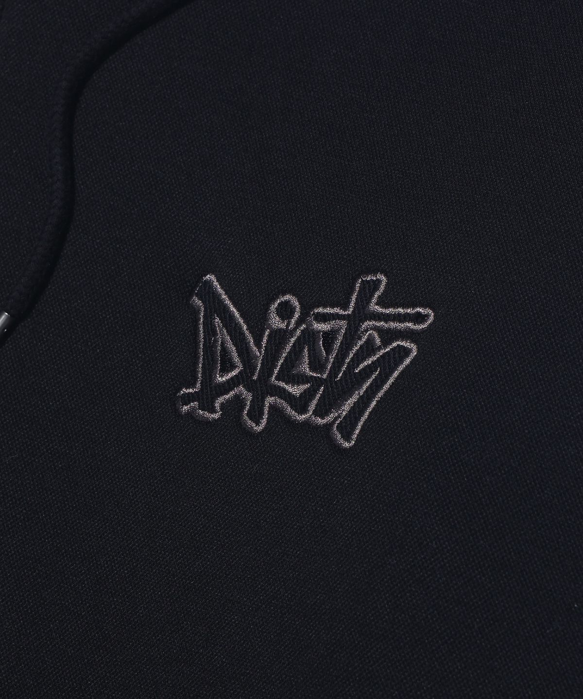 디스트나인(DISTN9NE) 네오프렌 아치 로고 후드 집업 LR1JU021_BLACK