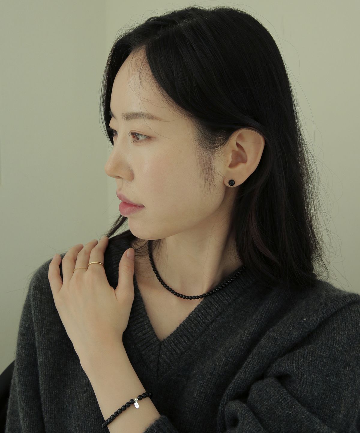 모던라이크(MODERN LIKE) [ Silver 925 ] 오닉스 블랙 진주 귀걸이 6mm