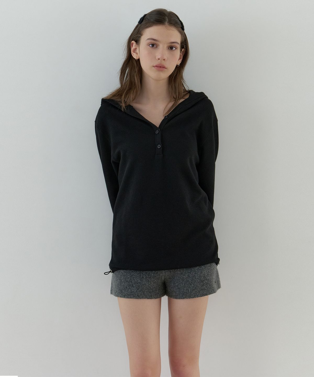 리엘(RE L) Tide hoodie overfit t-shirt (black)