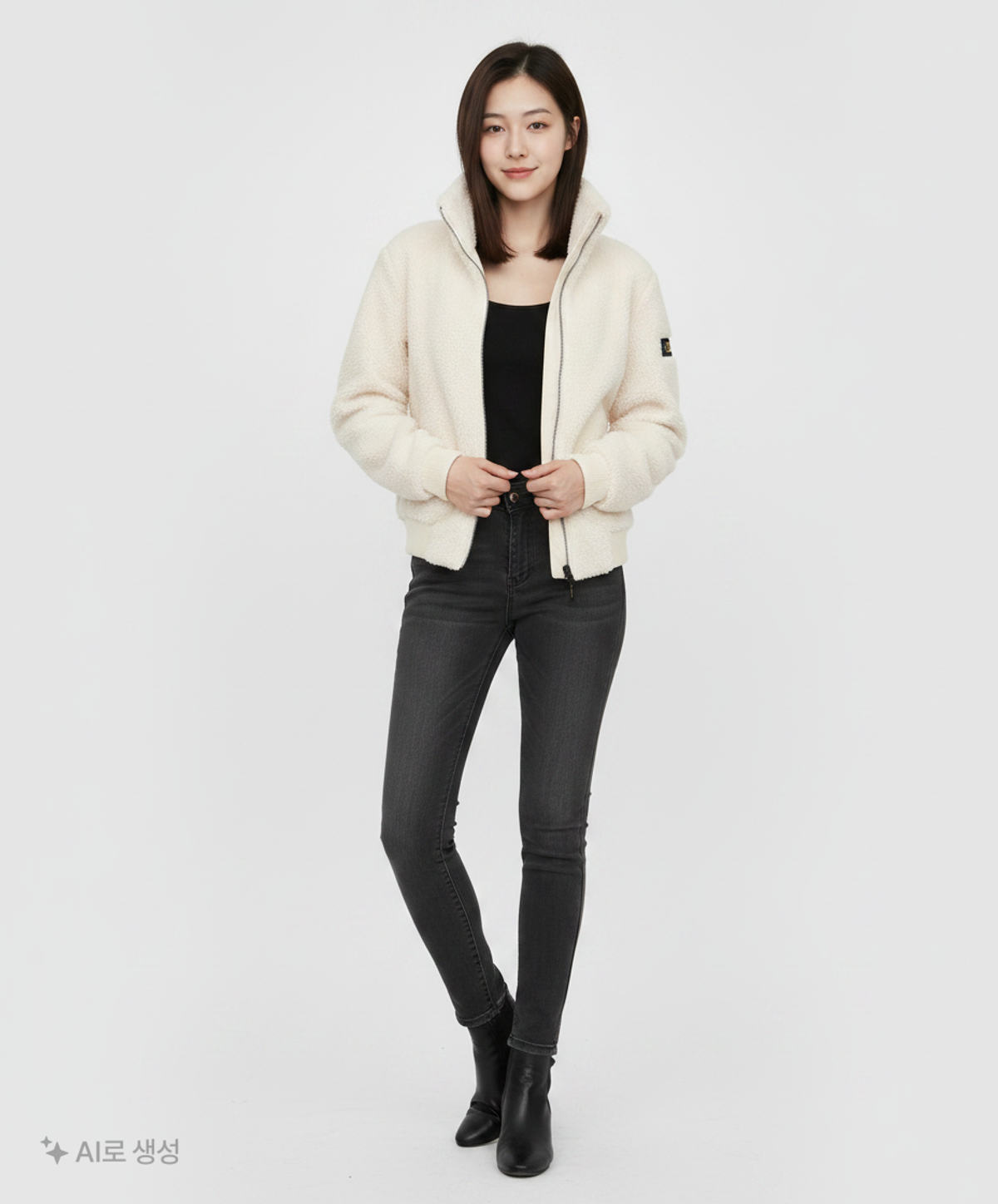 내셔널지오그래픽(NATIONALGEOGRAPHIC) N224WFJ920 여성 세티아 숏 기장 플리스 집업 IVORY XS