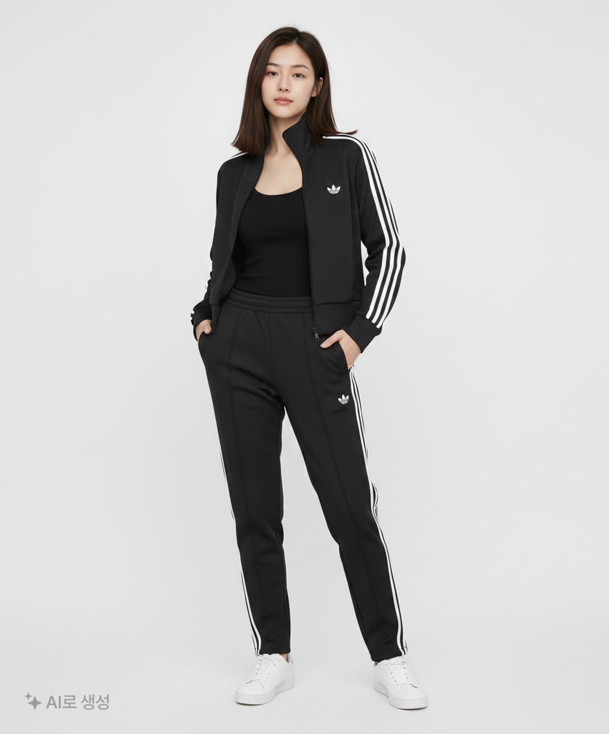 아디다스(ADIDAS) 파이어버드 니트 트랙탑 - 블랙:화이트 / JY2613 M