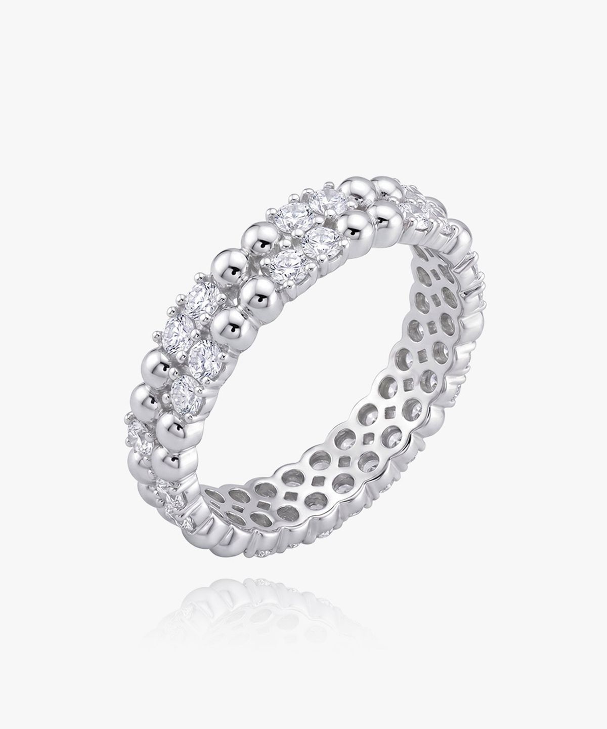 엘렌쥬얼리(HELENE JEWELRY) 실버 Silver 925 더블 크로스 큐빅 레이어드 미스 링 은 반지