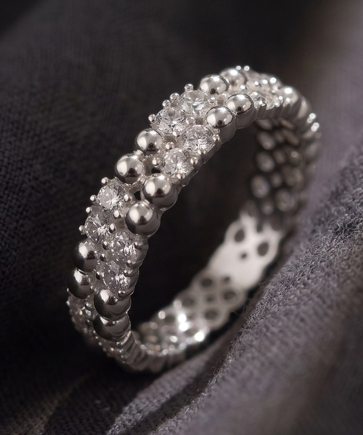 엘렌쥬얼리(HELENE JEWELRY) 실버 Silver 925 더블 크로스 큐빅 레이어드 미스 링 은 반지