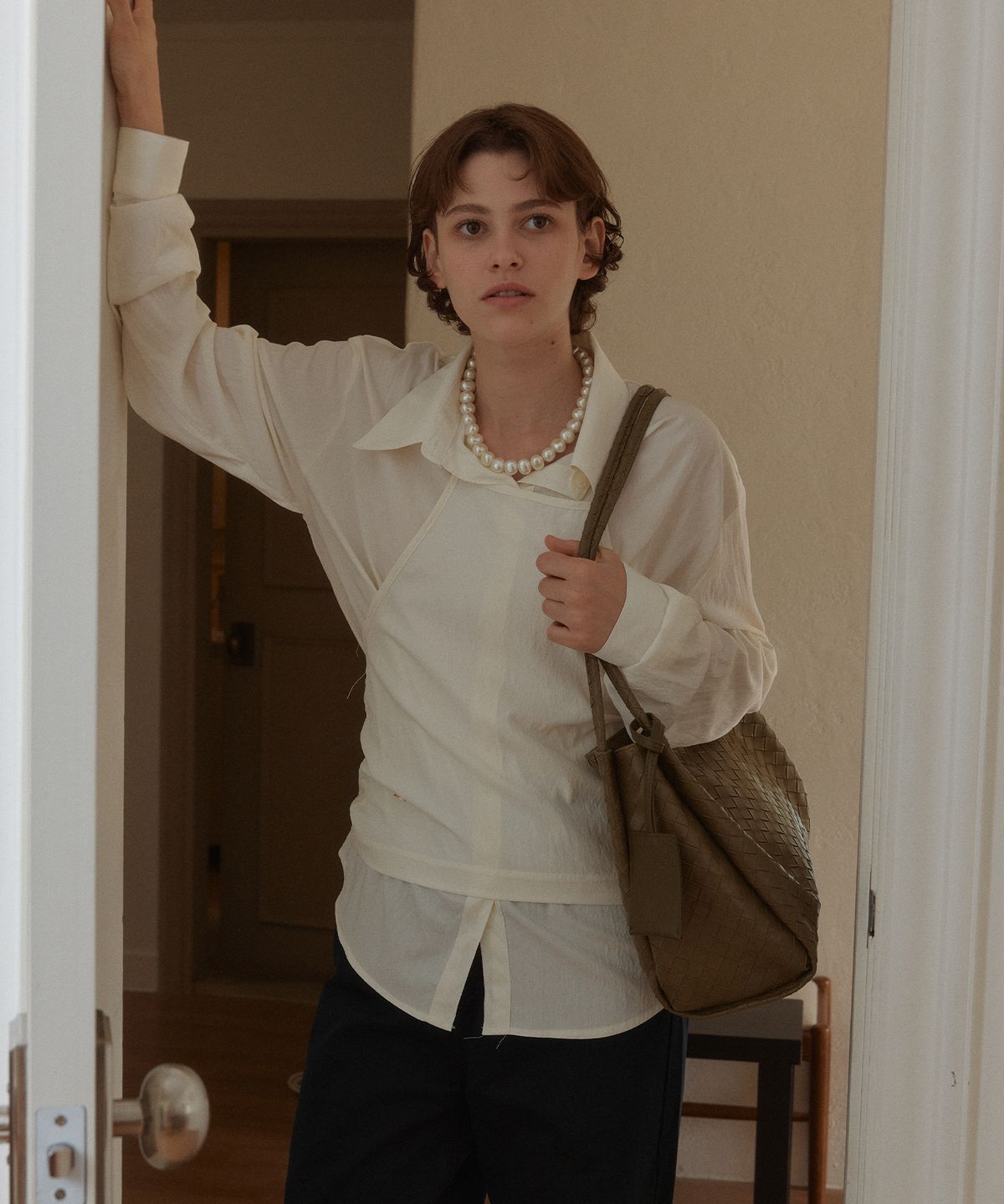 아노에틱(ANOETIC) ANC BUSTIER LAYER SHIRT_IVORY