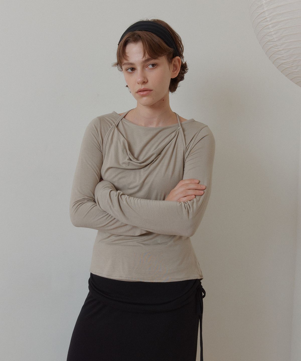 아노에틱(ANOETIC) ANC STRING LAYERED LONG SLEEVE_BEIGE