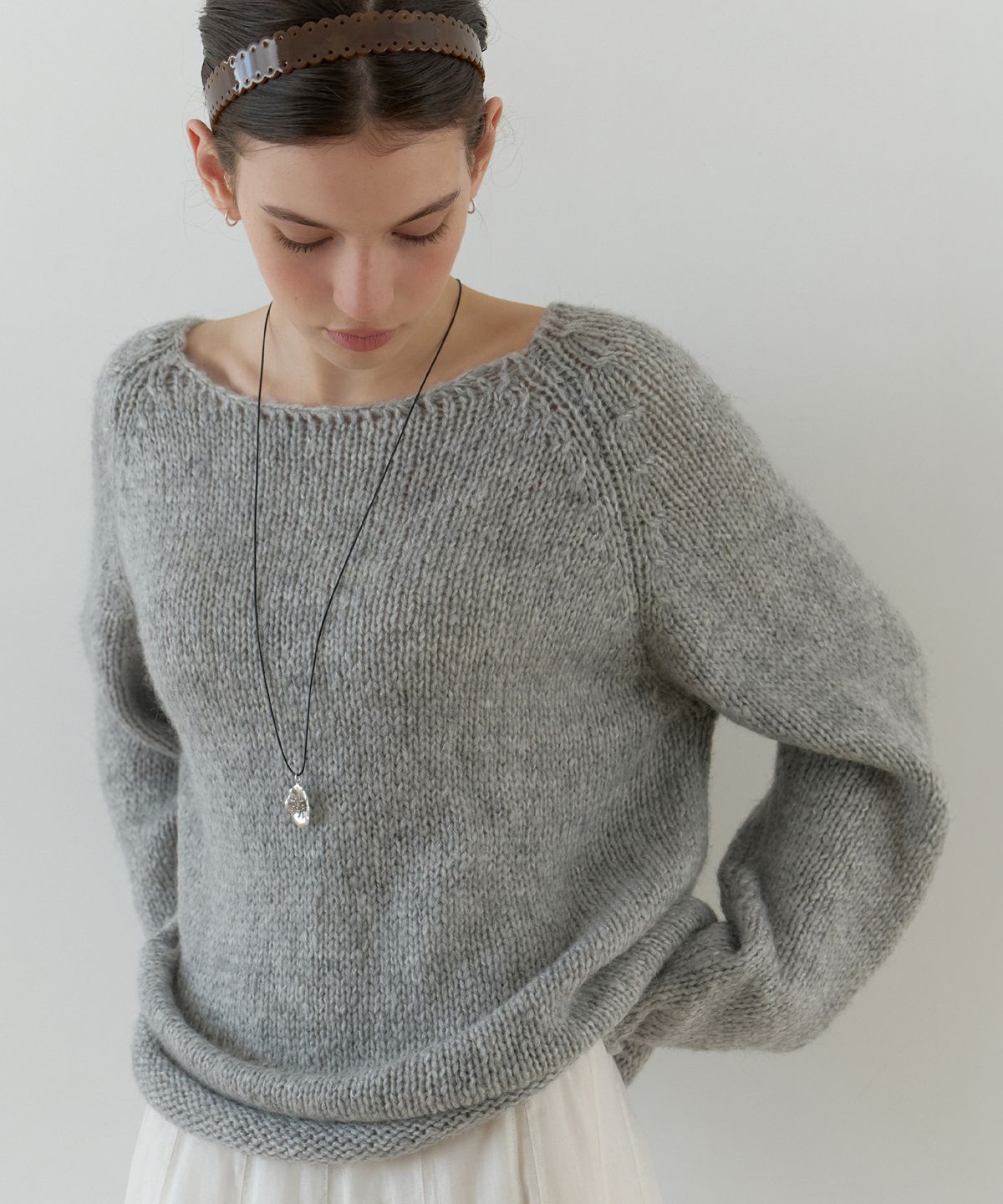 리엘(RE L) [2nd] Bonheur raglan knit (gray)