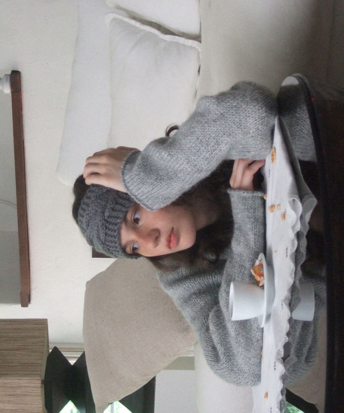 리엘(RE L) [2nd] Bonheur raglan knit (gray)