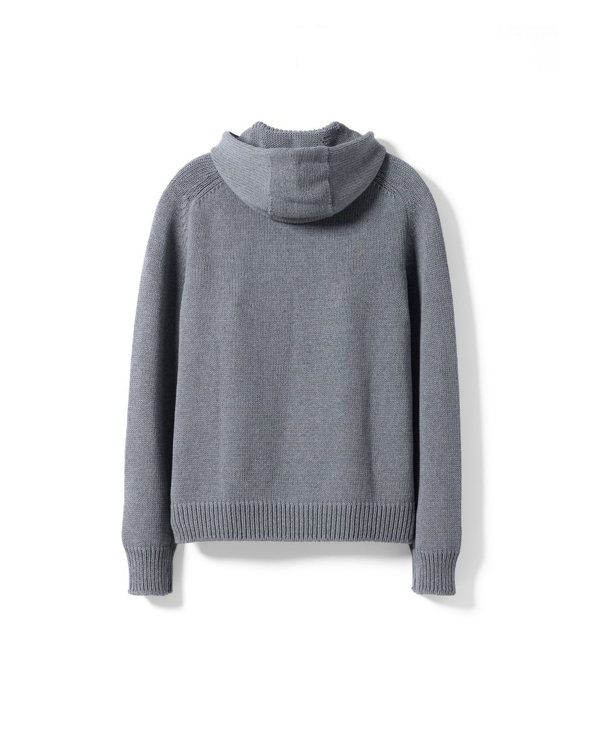 건지 울른스(Guernsey Woollens) 헤비코튼 하이넥 후드 스웨터 - 그레이