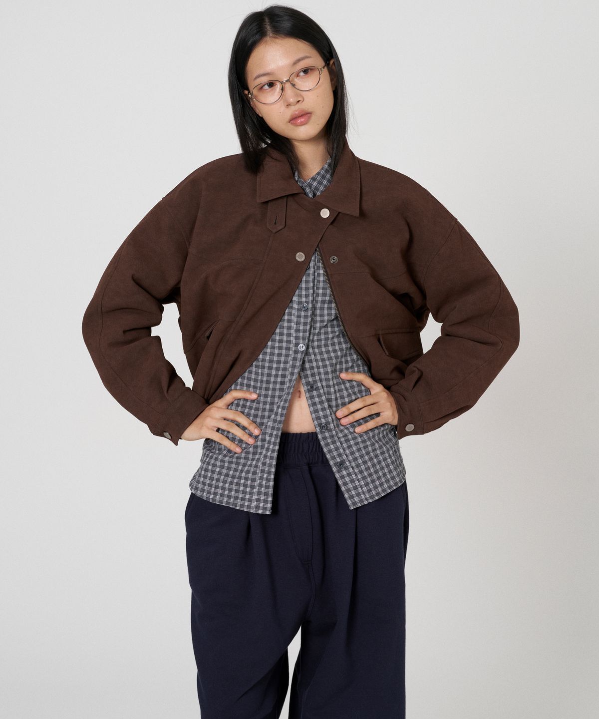 떨스티클럽(THIRSTYCLUB) Matte suede blouson jumper - Brown (2oz 누빔안감)
