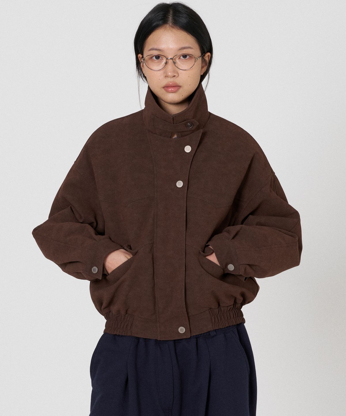 떨스티클럽(THIRSTYCLUB) Matte suede blouson jumper - Brown (2oz 누빔안감)
