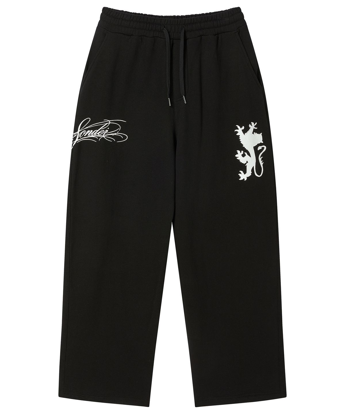 프렌다(PRENDA) LION SCRIPT WIDE SWEATPANTS BLACK