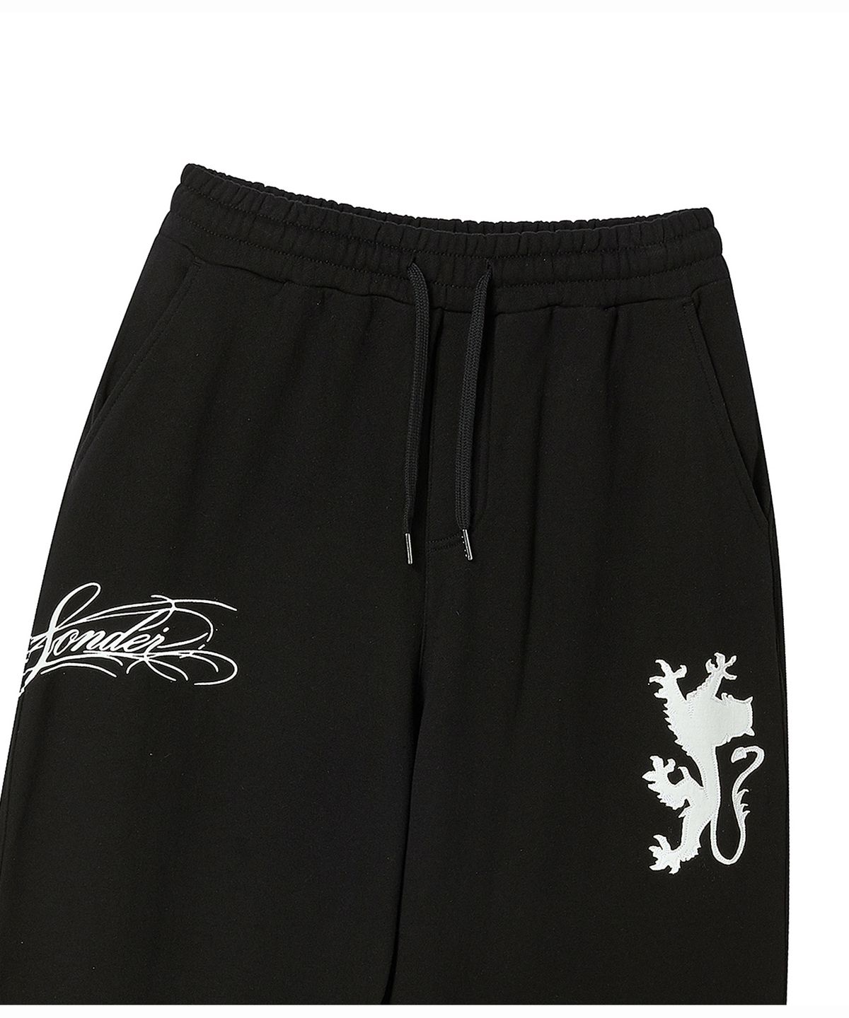 프렌다(PRENDA) LION SCRIPT WIDE SWEATPANTS BLACK