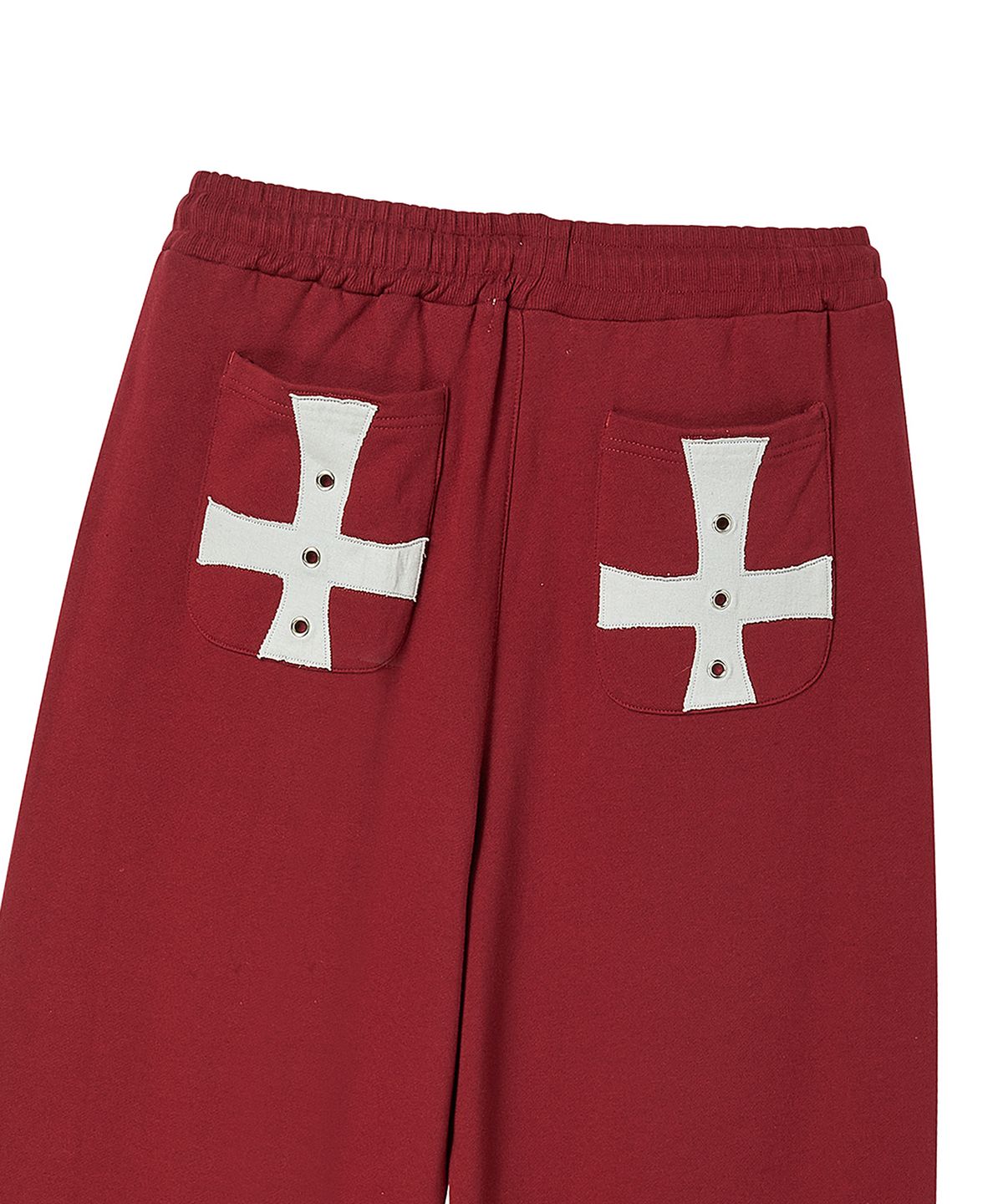 프렌다(PRENDA) EYELET POCKET WIDE SWEATPANTS BURGUNDY