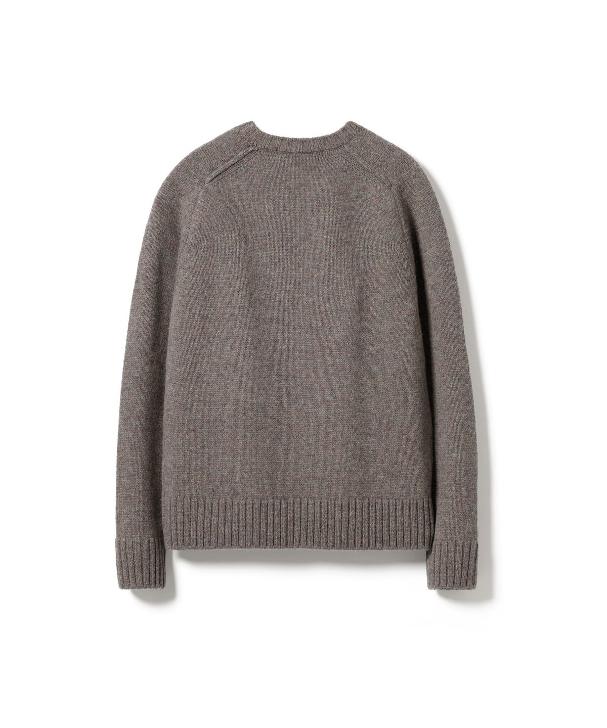 건지 울른스(Guernsey Woollens) 셔틀랜드울 스트럭쳐 새들 크루넥 스웨터 - 믹스 그레이