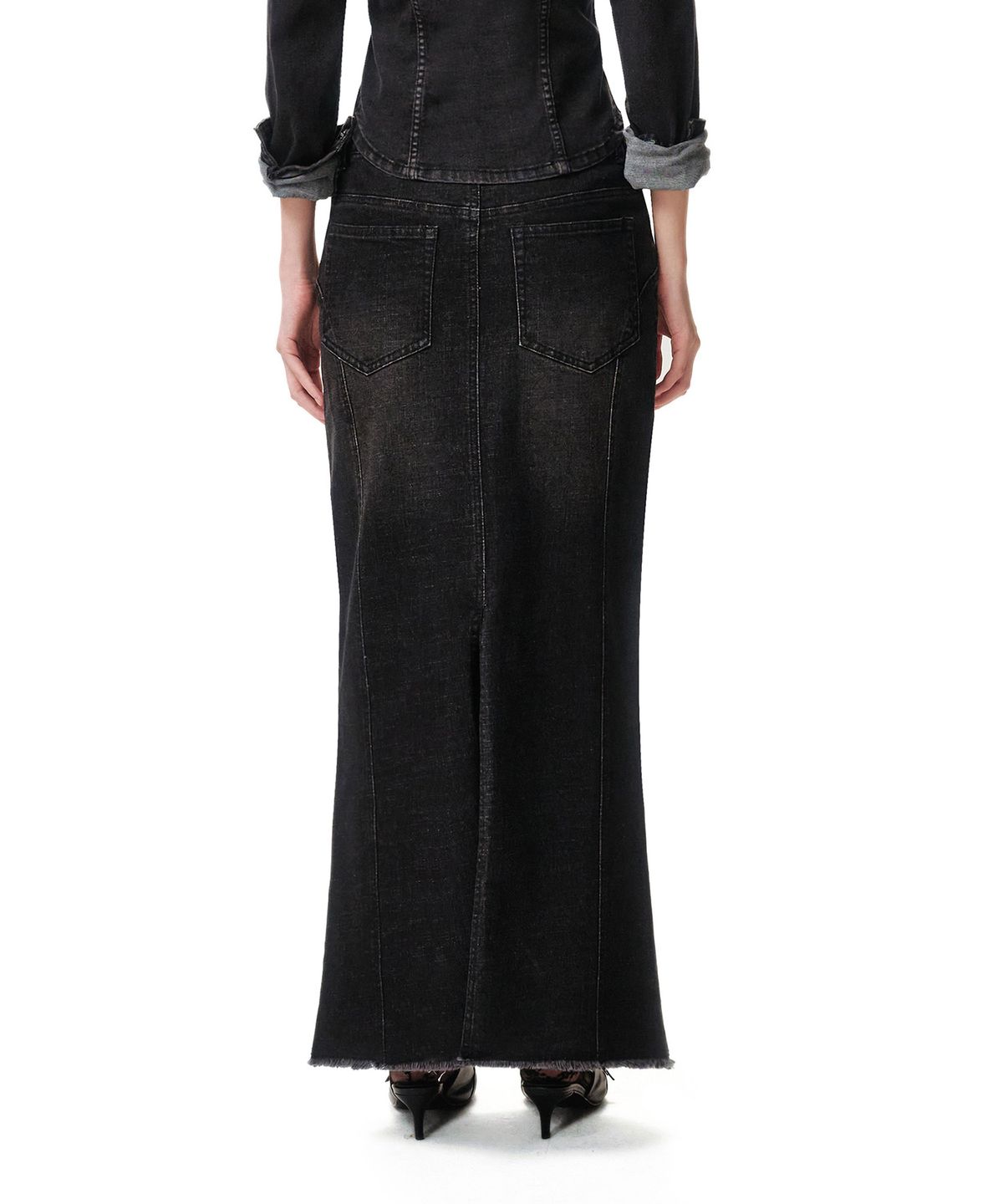 데케트 우먼(DECET WOMEN) Slim Maxi Skirt DCSK009BLACK