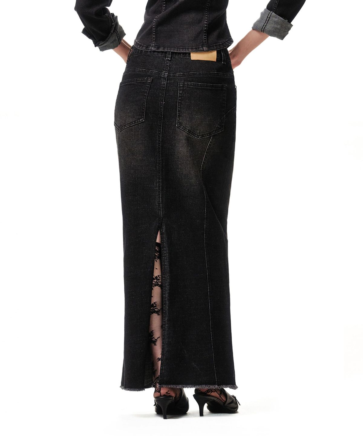 데케트 우먼(DECET WOMEN) Slim Maxi Skirt DCSK009BLACK