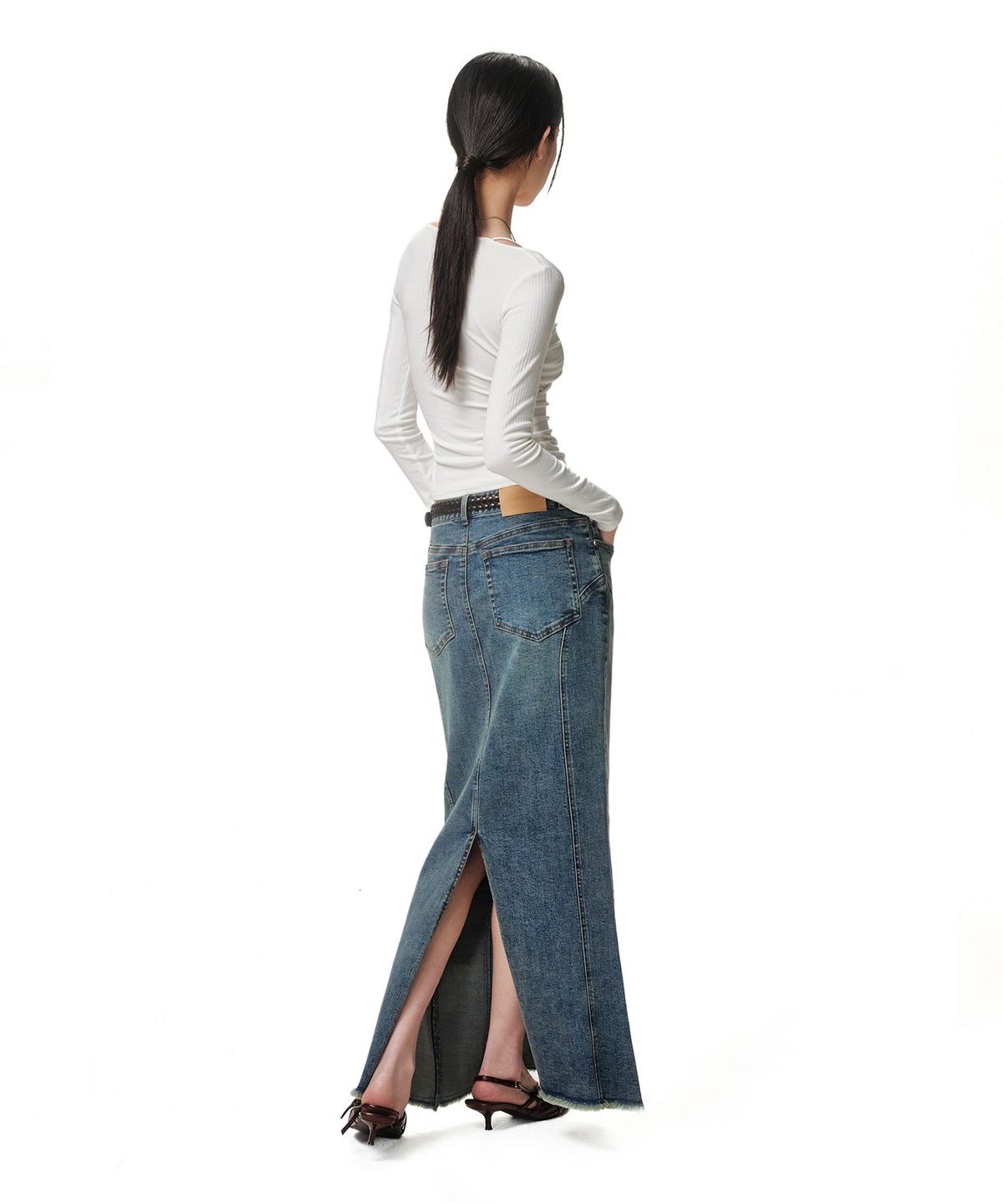 데케트 우먼(DECET WOMEN) Slim Maxi Skirt DCSK009BLUE