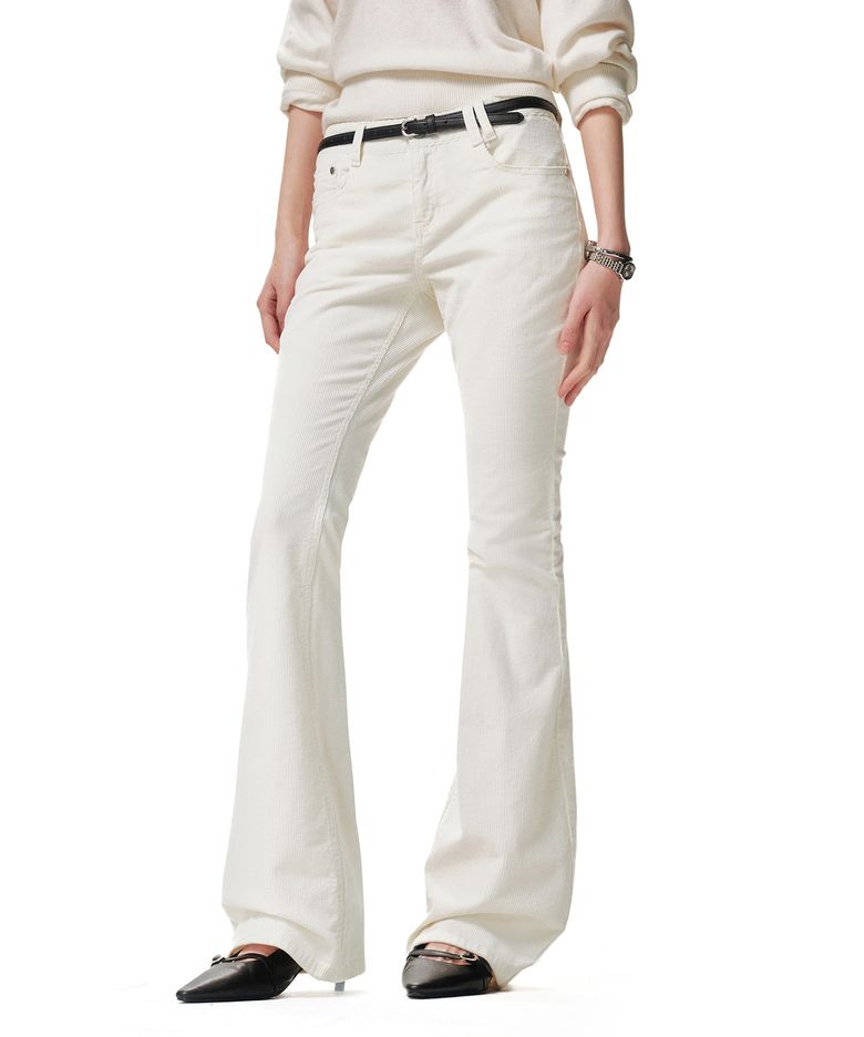 Signature Slim Low Rise Flared Corduroy Pants DCWPT041IVORY