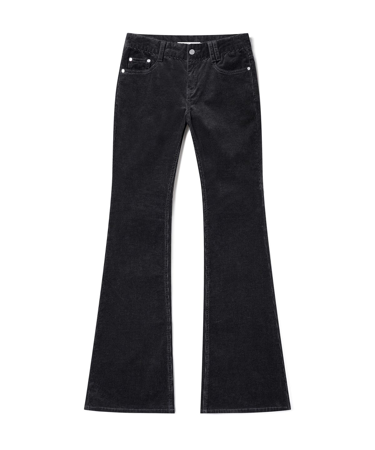 데케트 우먼(DECET WOMEN) Signature Slim Low Rise Flared Corduroy Pants DCWPT041CHARCOAL