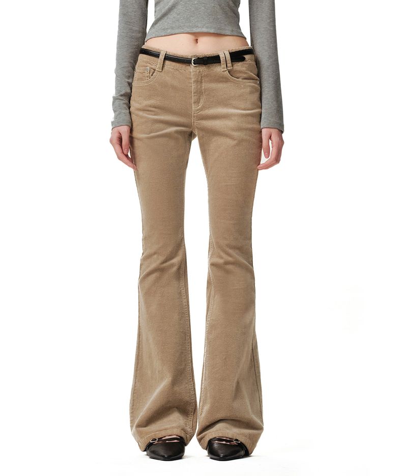Signature Slim Low Rise Flared Corduroy Pants DCWPT041BEIGE