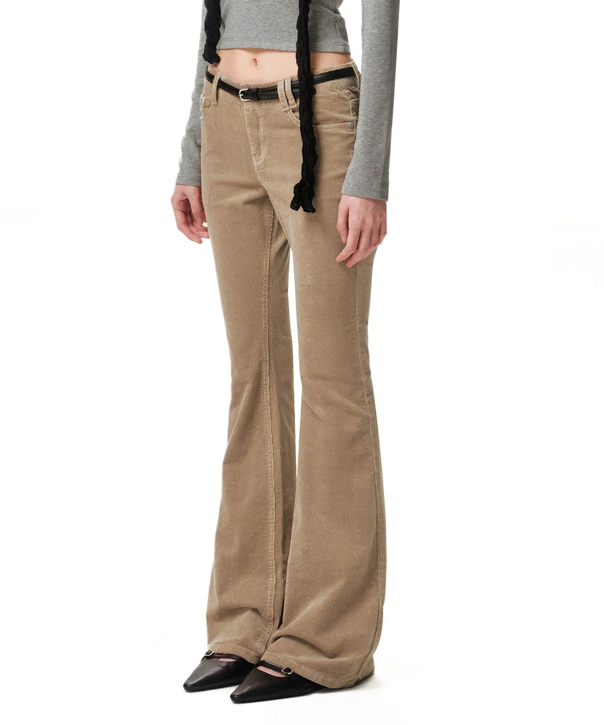데케트 우먼(DECET WOMEN) Signature Slim Low Rise Flared Corduroy Pants DCWPT041BEIGE
