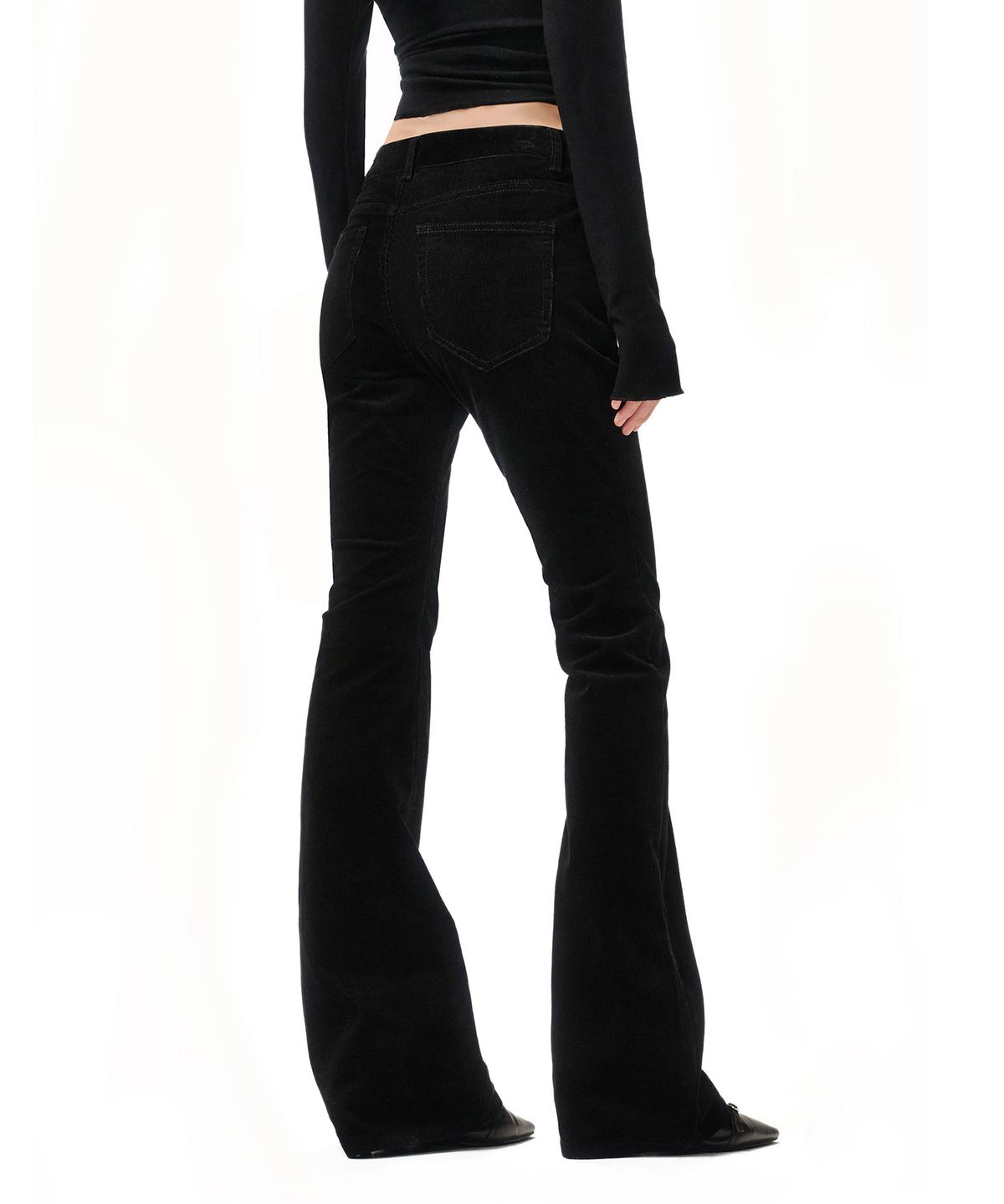 데케트 우먼(DECET WOMEN) Signature Slim Low Rise Flared Corduroy Pants DCWPT041BLACK
