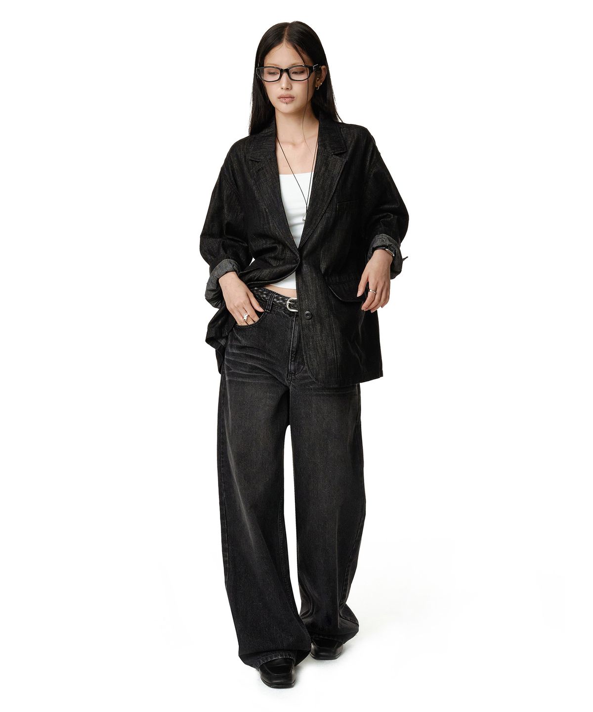 데케트 우먼(DECET WOMEN) Relaxed Blazer DCWJK004CPBLACK