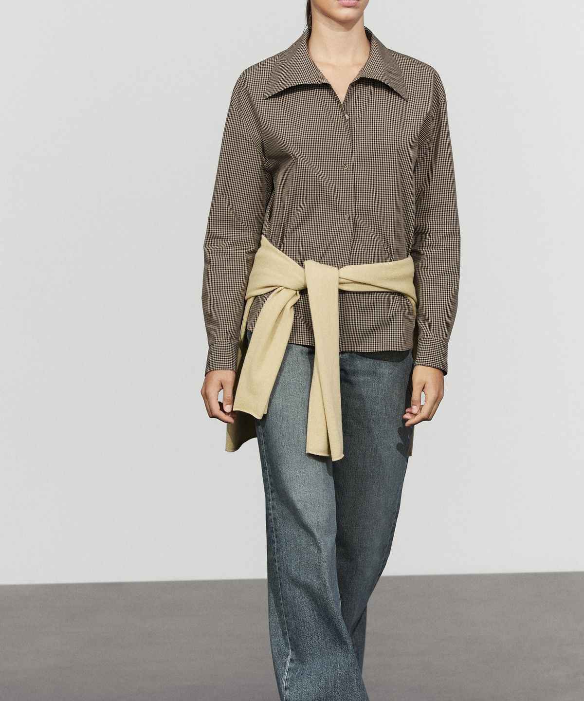 마시모두띠(MASSIMO DUTTI) 코튼 블렌드 깅엄 체크 셔츠