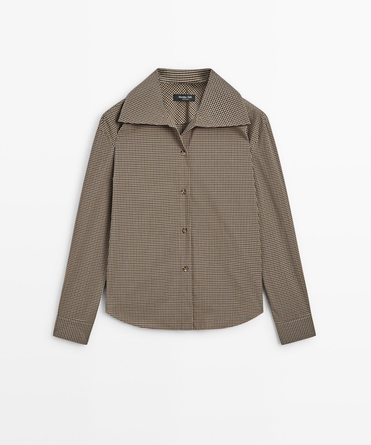 마시모두띠(MASSIMO DUTTI) 코튼 블렌드 깅엄 체크 셔츠