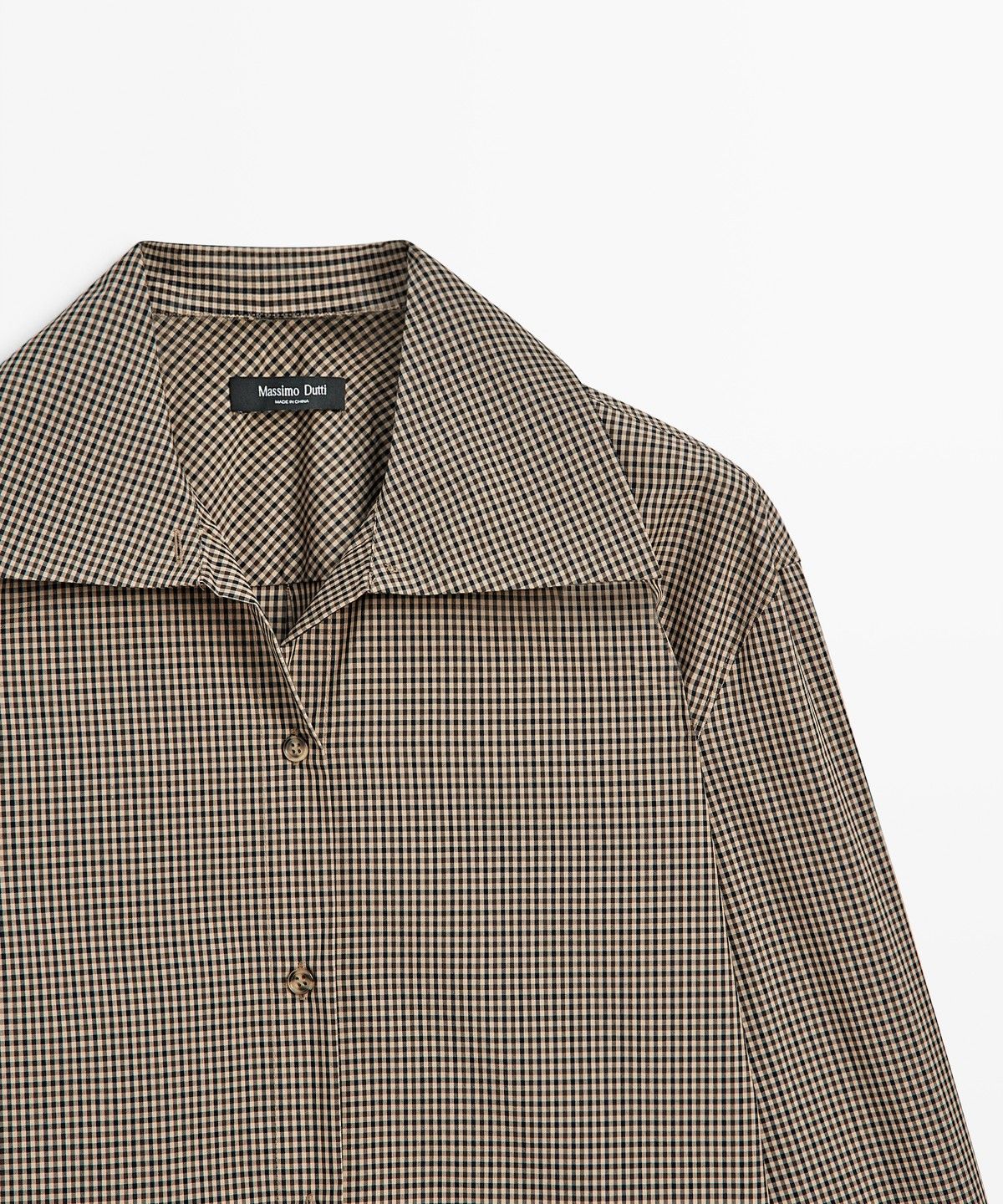마시모두띠(MASSIMO DUTTI) 코튼 블렌드 깅엄 체크 셔츠