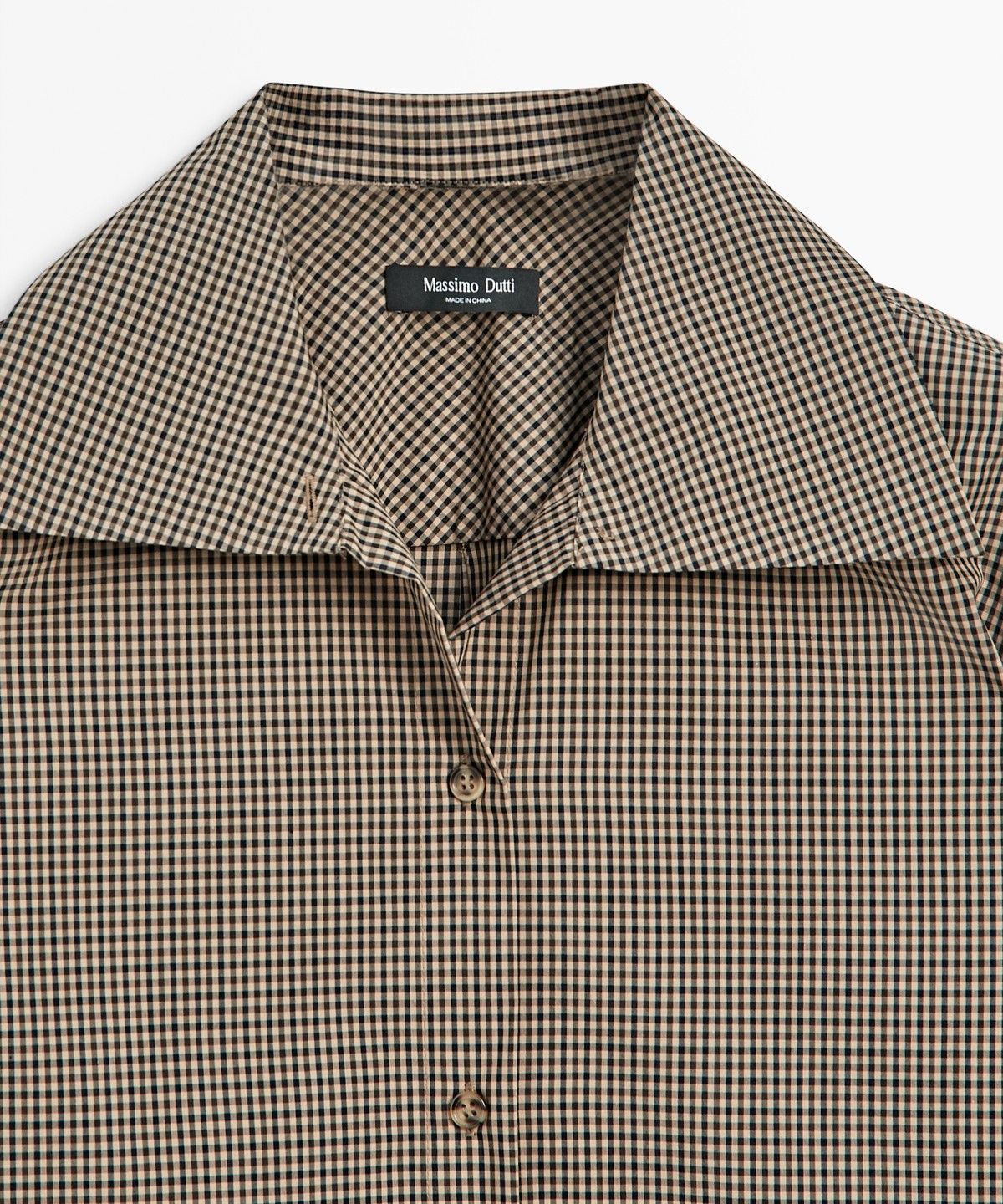 마시모두띠(MASSIMO DUTTI) 코튼 블렌드 깅엄 체크 셔츠