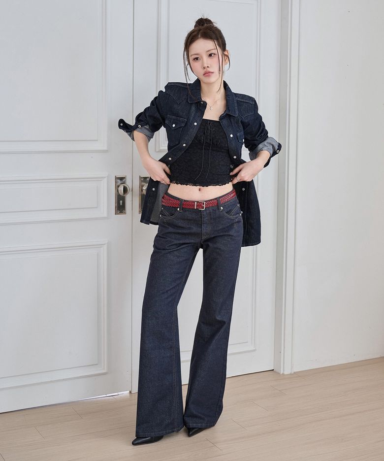 [윤비누X데케트우먼]Stitch Pocket Low Rise Relaxed Flared Jeans DCWPT039CPINDIGO