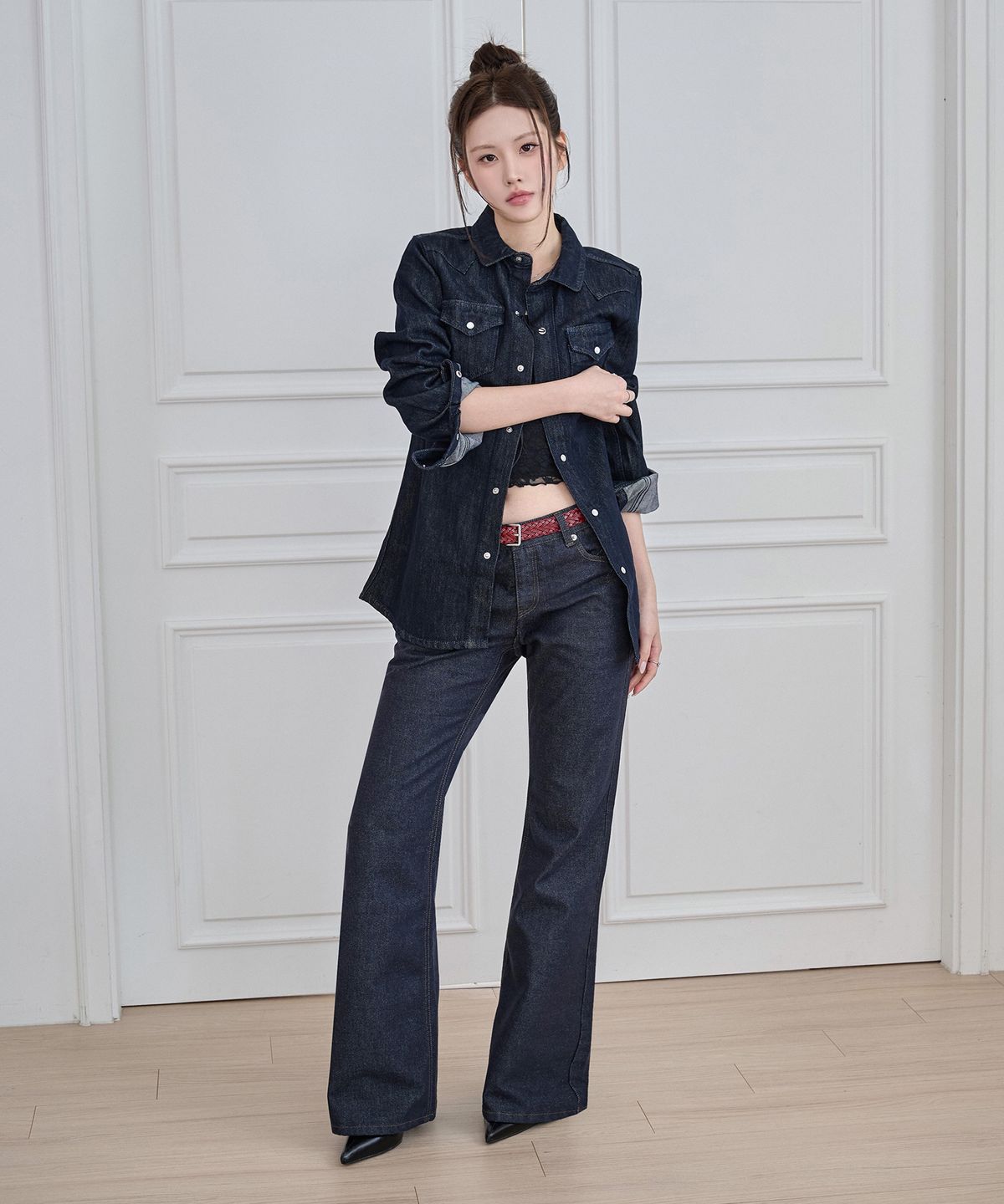데케트 우먼(DECET WOMEN) [윤비누X데케트우먼]Stitch Pocket Low Rise Relaxed Flared Jeans DCWPT039CPINDIGO