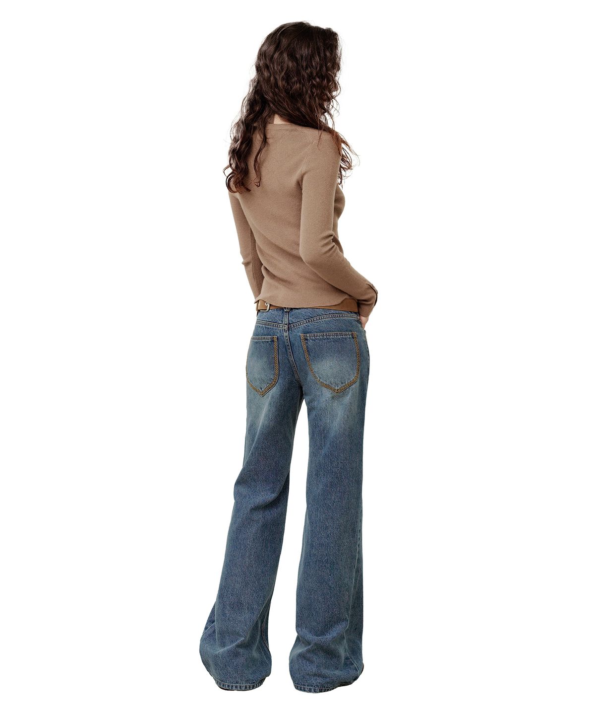 데케트 우먼(DECET WOMEN) [윤비누X데케트우먼]Stitch Pocket Low Rise Relaxed Flared Jeans DCWPT039BLUE