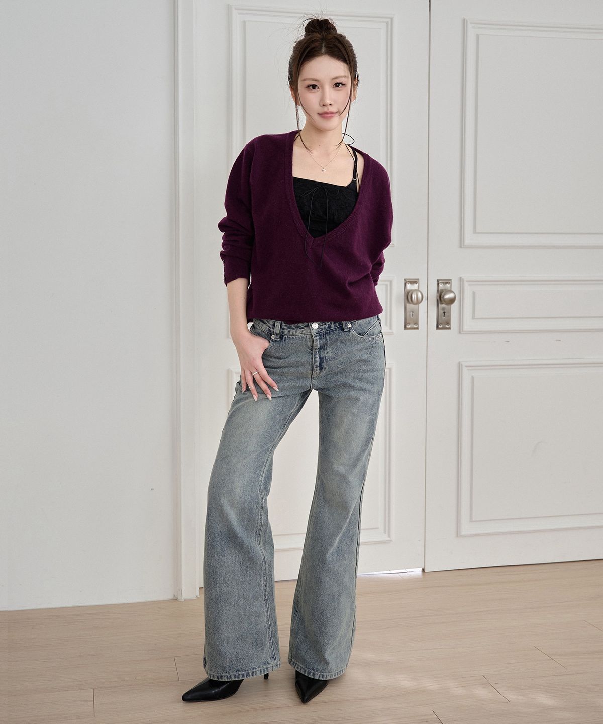 데케트 우먼(DECET WOMEN) [윤비누X데케트우먼]Stitch Pocket Low Rise Relaxed Flared Jeans DCWPT039LIGHTBLUE