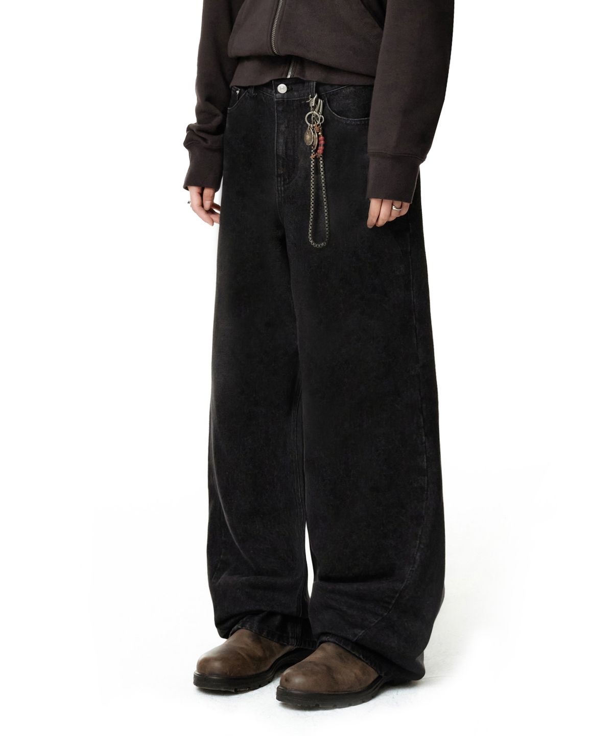 데케트 우먼(DECET WOMEN) [윤비누X데케트우먼]Curved Pocket Barrel Wide Jeans DCWPT038BLACK