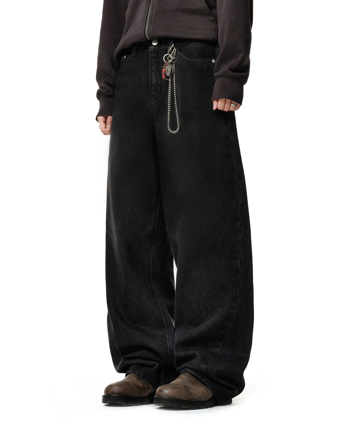 데케트 우먼(DECET WOMEN) [윤비누X데케트우먼]Curved Pocket Barrel Wide Jeans DCWPT038BLACK