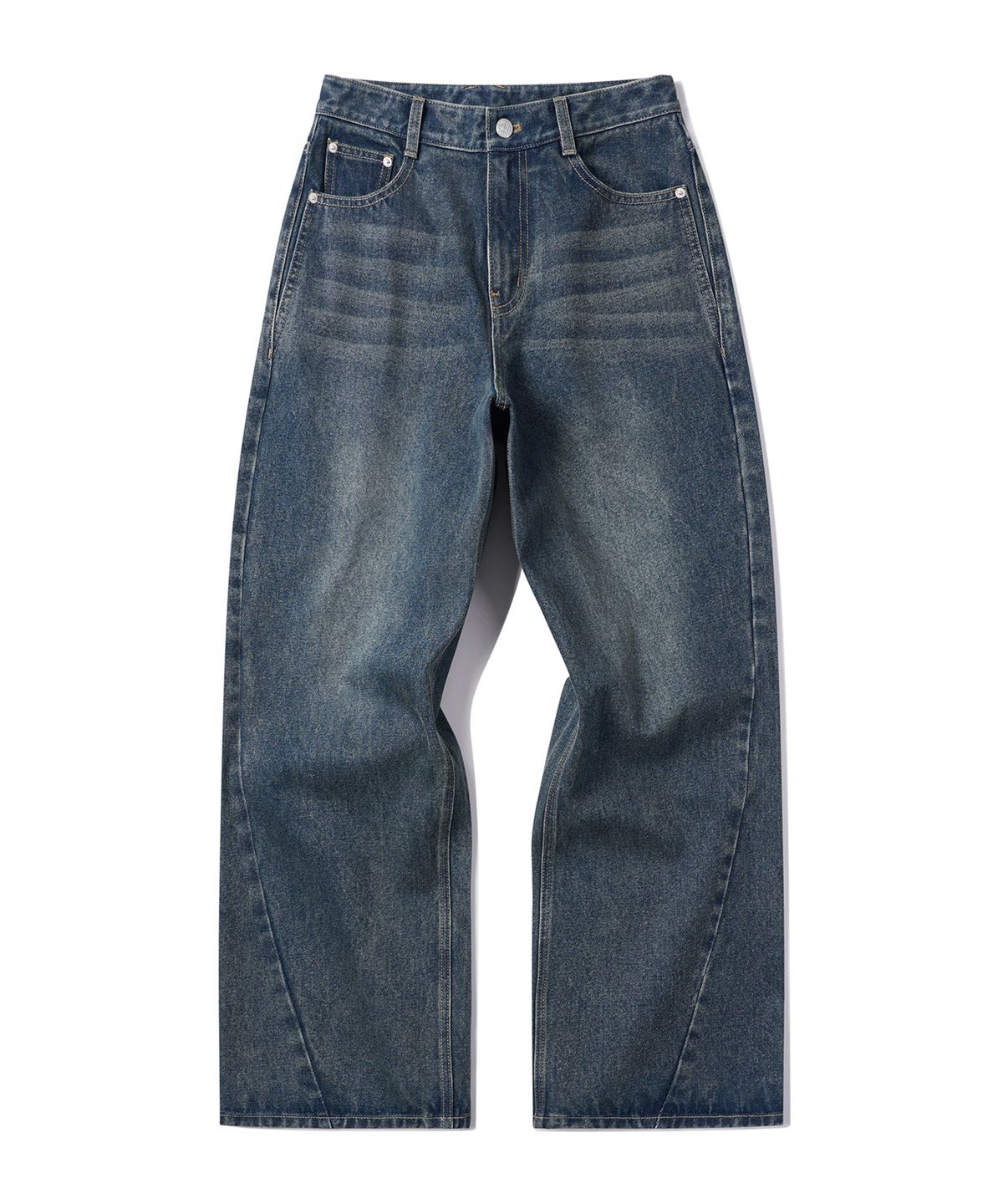 데케트 우먼(DECET WOMEN) [윤비누X데케트우먼]Curved Pocket Barrel Wide Jeans DCWPT038BLUE