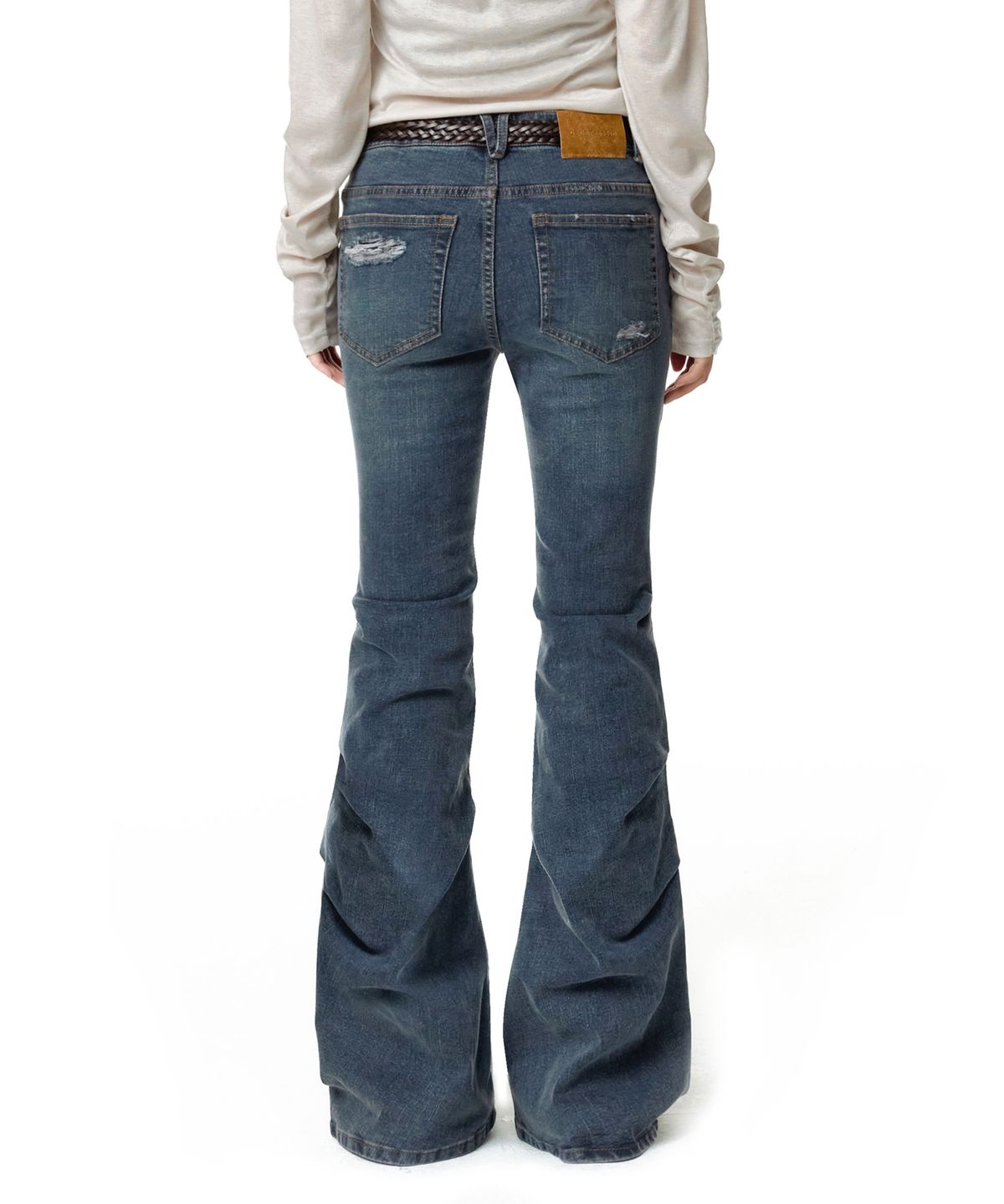 데케트 우먼(DECET WOMEN) [윤비누X데케트우먼]Scratch Flared Shirring Jeans DCWPT037BLUE