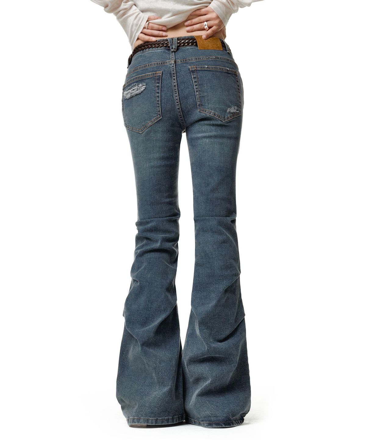 데케트 우먼(DECET WOMEN) [윤비누X데케트우먼]Scratch Flared Shirring Jeans DCWPT037BLUE