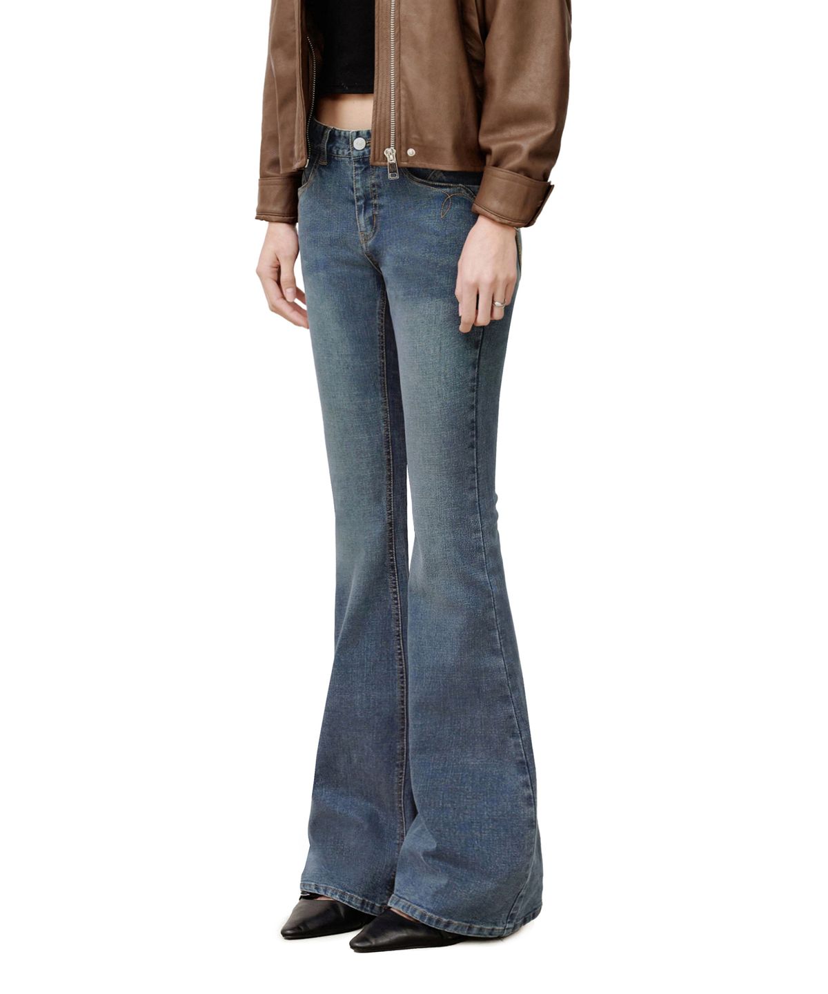 데케트 우먼(DECET WOMEN) [윤비누x데케트우먼]Stitch Pocket Low Rise Slim Flared Jeans DCWPT036BLUE